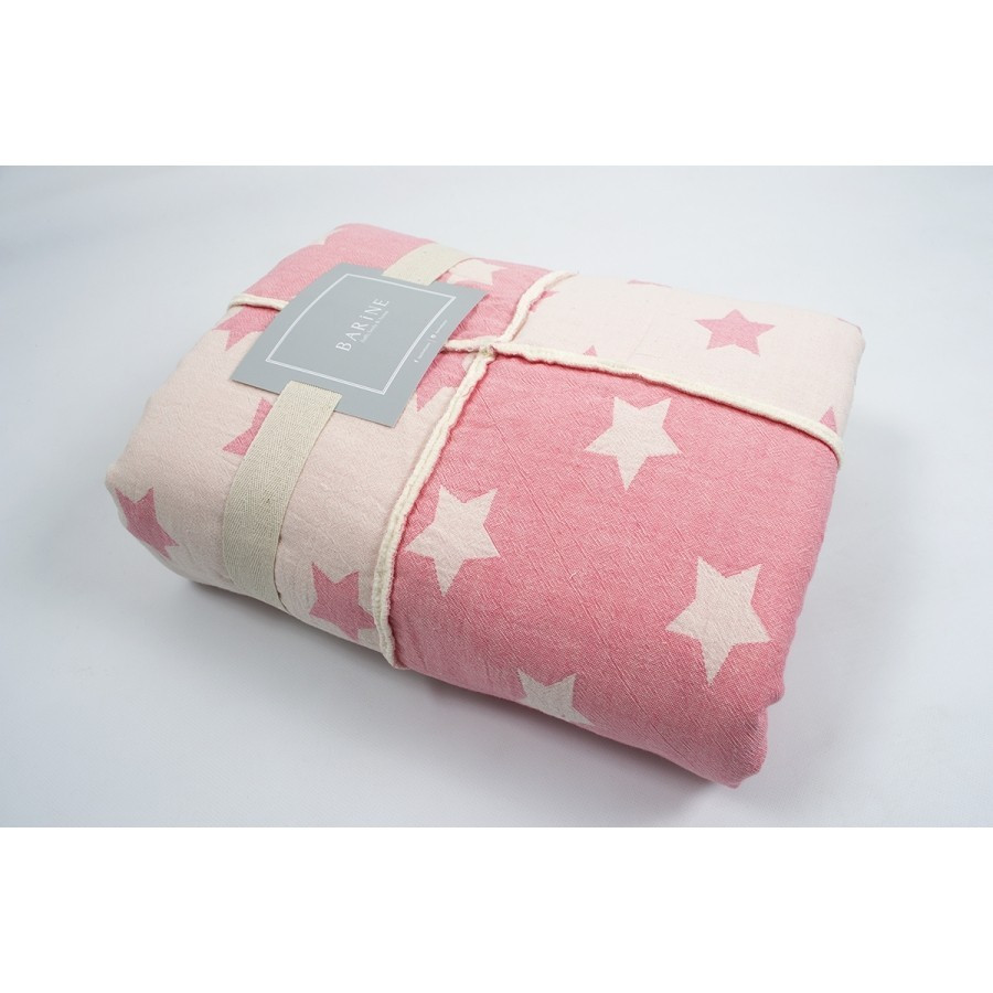 

Плед микроплюш Barine - Star Patchwork throw pink 130*170, Розово-белый