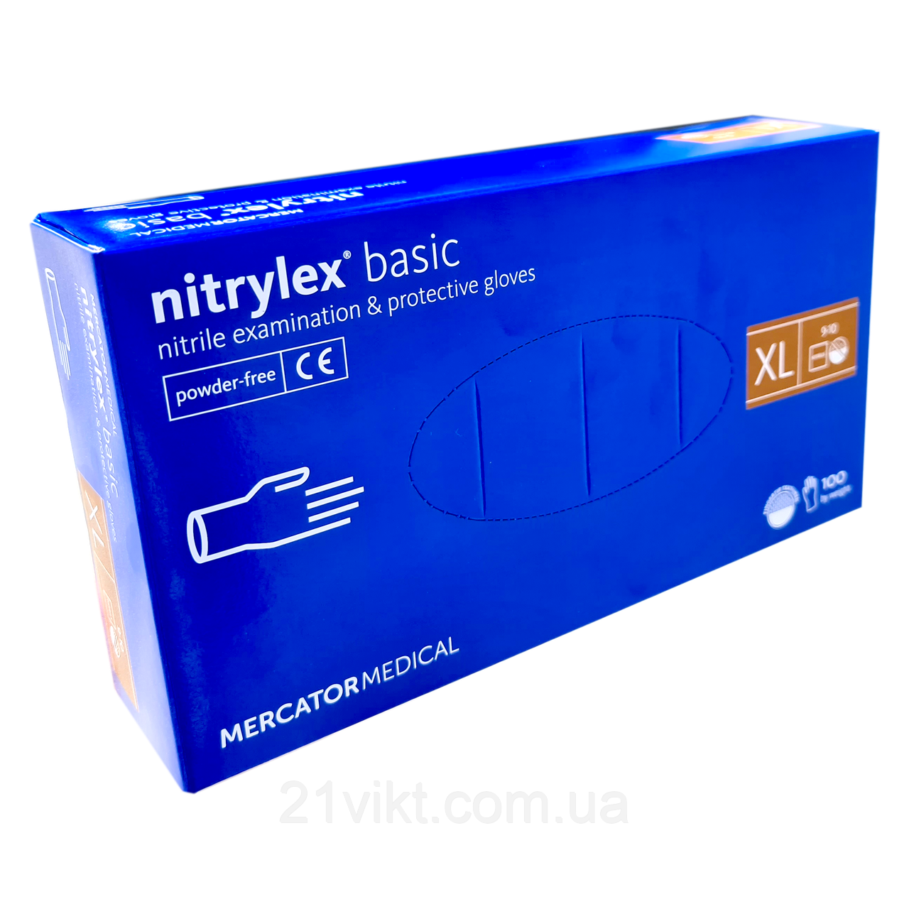 Перчатки Nitrylex basic медицинские нитриловые неопудренные 100шт XL