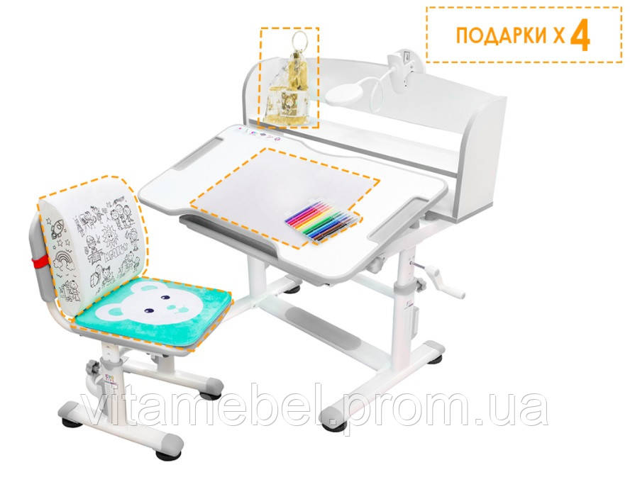 

Комплект парта и стульчик Evo-kids BD-10 с лампой Серый