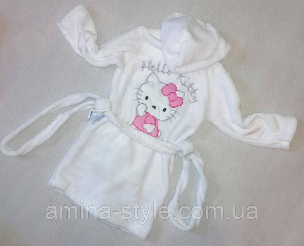 

Детский махровый халат "Китти" для девочек, БЕЛЫЙ размер 56(28), 64(32)