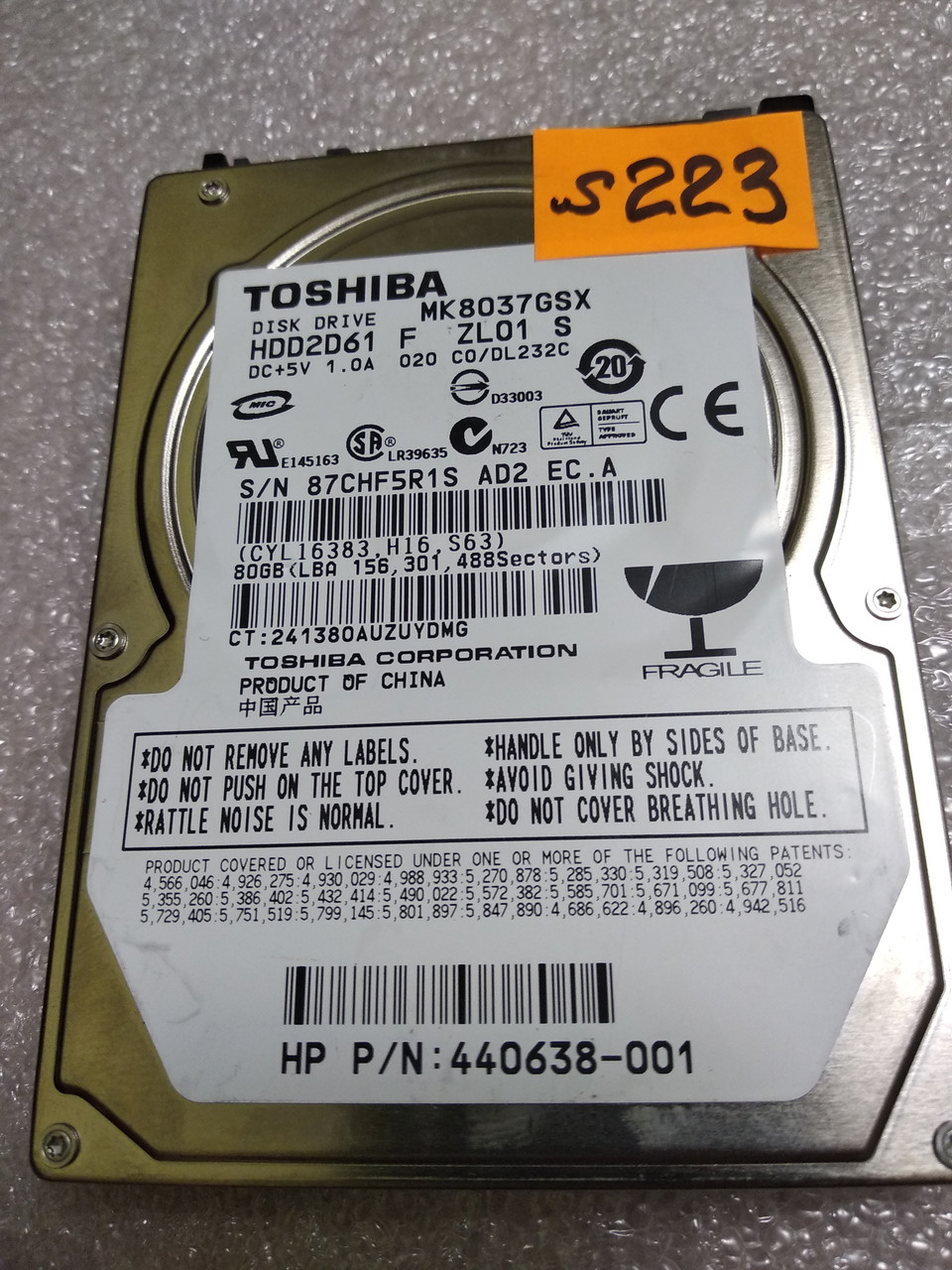 Жесткий диск 80GB Toshiba / HDD для ноутбука #223