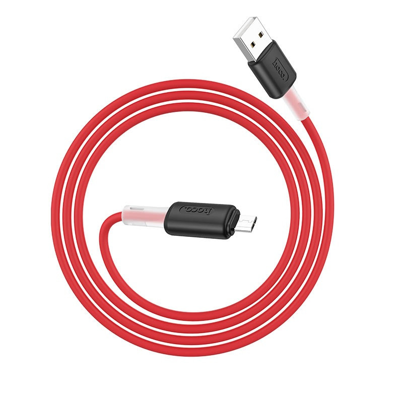 

Мягкий силиконовый кабель MicroUSB Hoco X48 Soft silicone charging 2.4A 1m Red, Красный