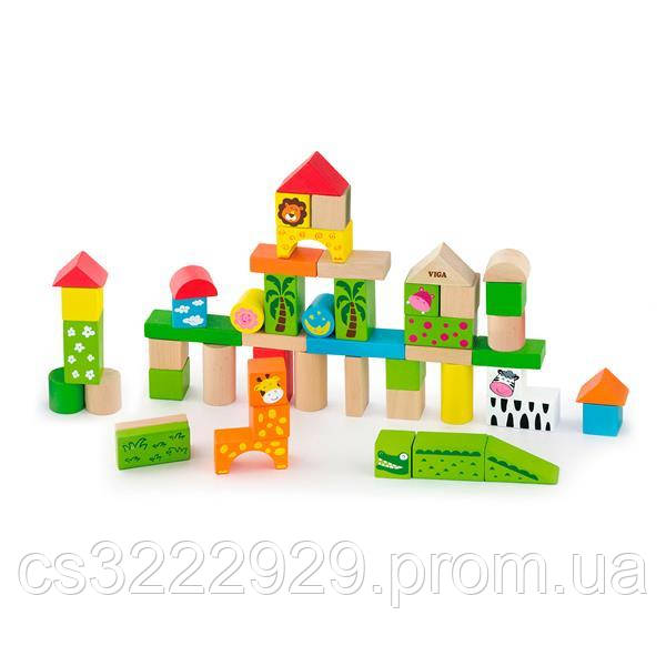 

Деревянные кубики Viga Toys Зоопарк, 50 шт., 3 см (50286