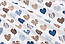 Ткань бязь "Узорчатые сердечки" сине-коричневого цвета на белом фоне, №2988, фото 4