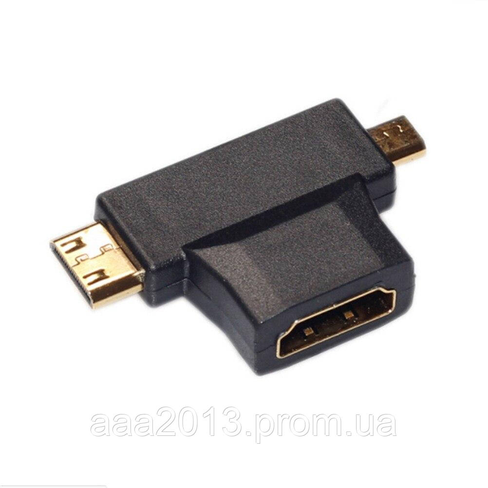 Переходник из mini HDMI  и micro HDMI на HDMI стандарт,  адаптер