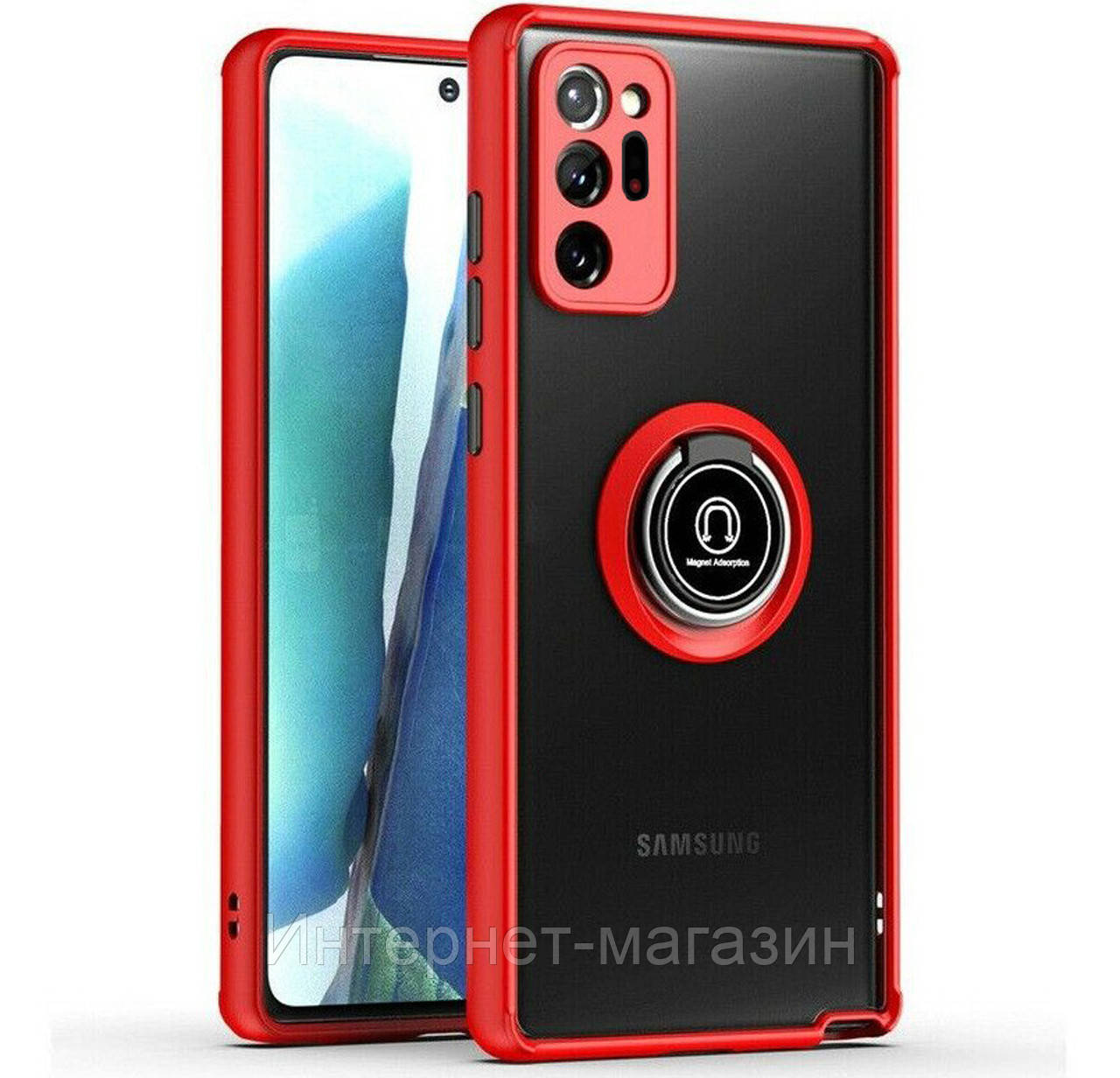 

Чехол-накладка TPU+PC Deen Color Edging Ring под магнитный держатель для Samsung Galaxy Note 20 Ultra SM-N985F Red