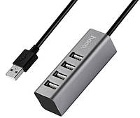 HUB адаптер Hoco USB HB1 Line machine, 4USB, серый, фото 1