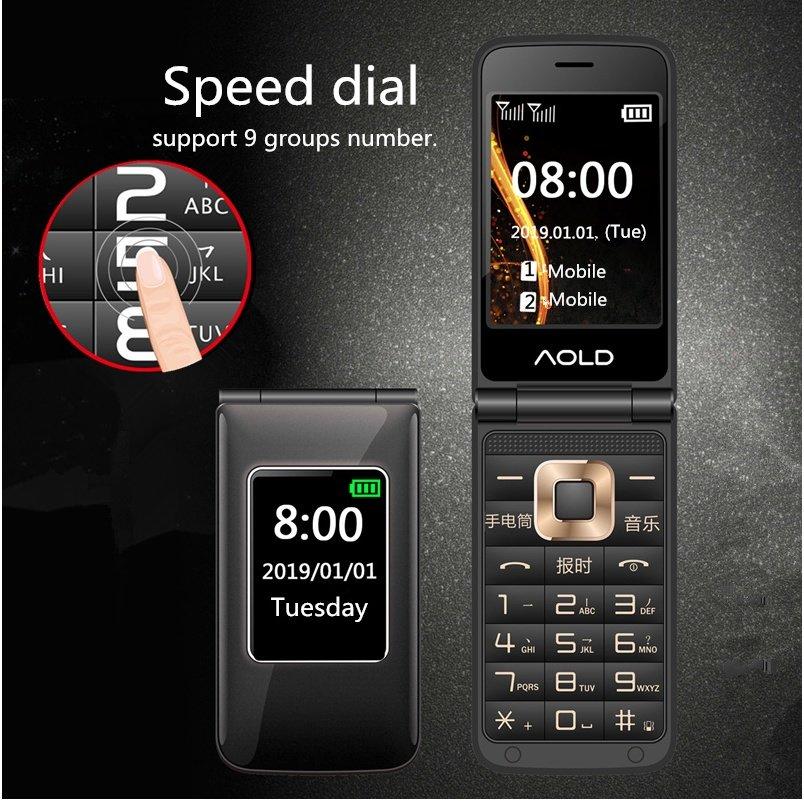 Раскладной телефон H-mobile Dual Black с двойным экраном и громкий звуком, Черный
