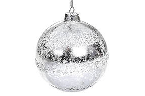 Ялинкова куля з прозорого скла, з покрытим лід та срібною фольгою 10см, в упаковці 4шт. (118-112)