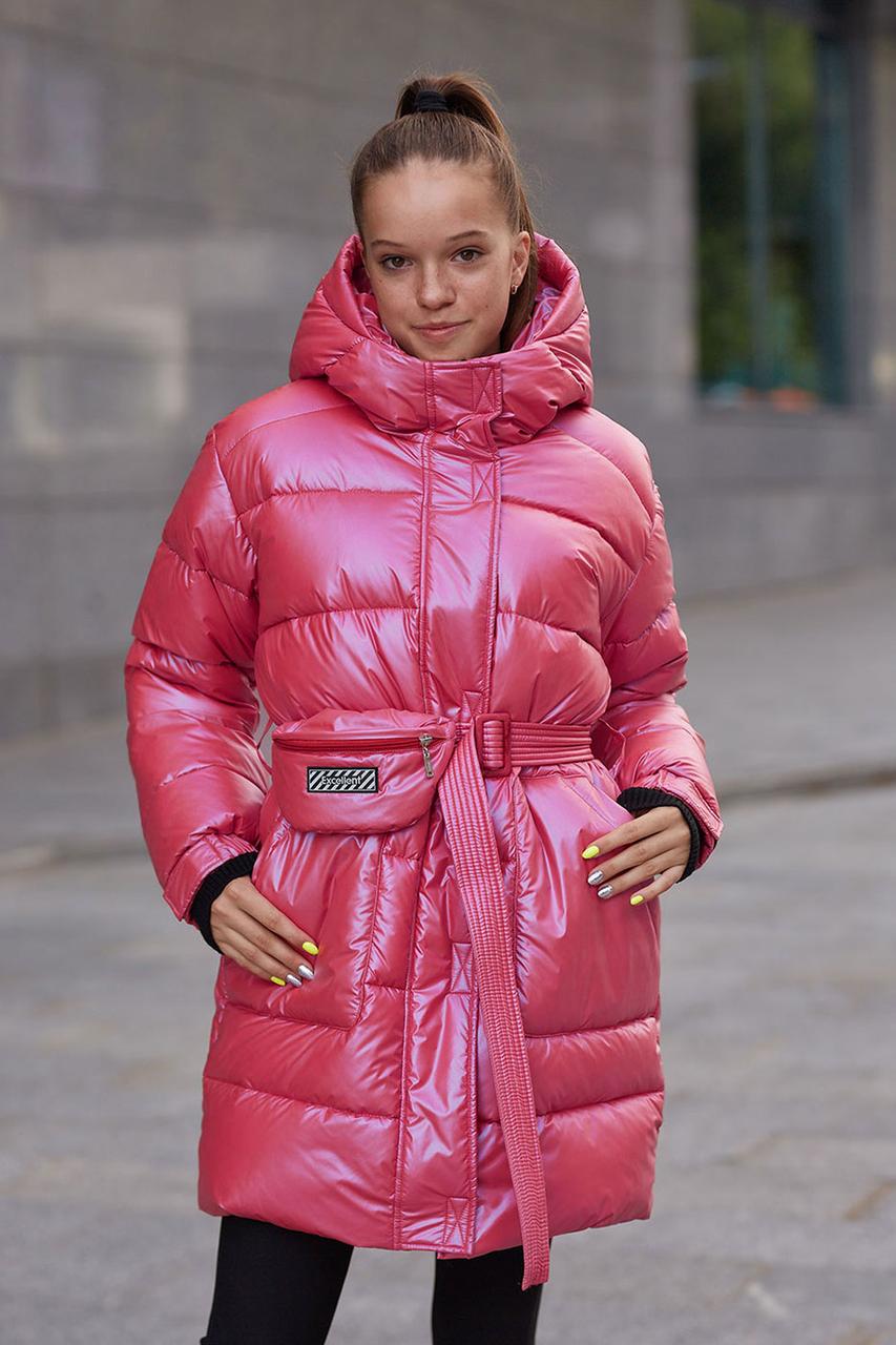 

Подростковая детская зимняя куртка-пуховик для девочек на эко-пухе Keyt (146-164см) Малиновый Tiaren Малиновый, 158