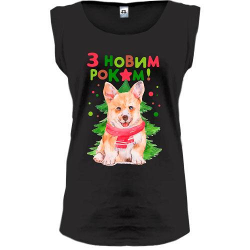 

Футболка з Корги і написом З Новим Роком!, Черный