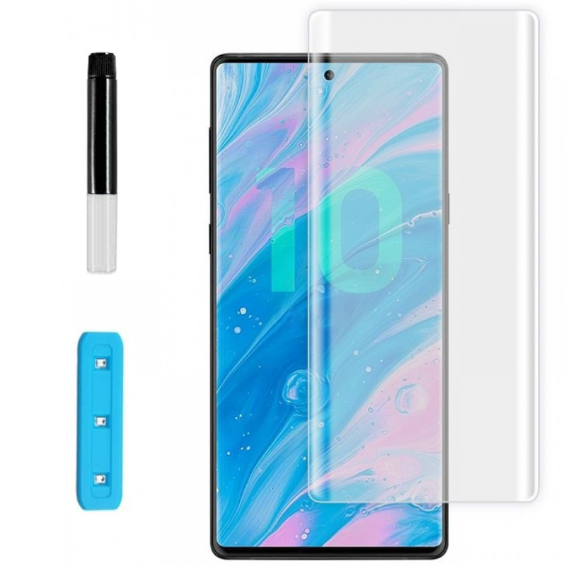 

Защитное стекло на Samsung Galaxy Note 10 Plus / Самсунг Галакси Ноут 10 Плюс с ультрафиолетовой лампой, Прозрачный