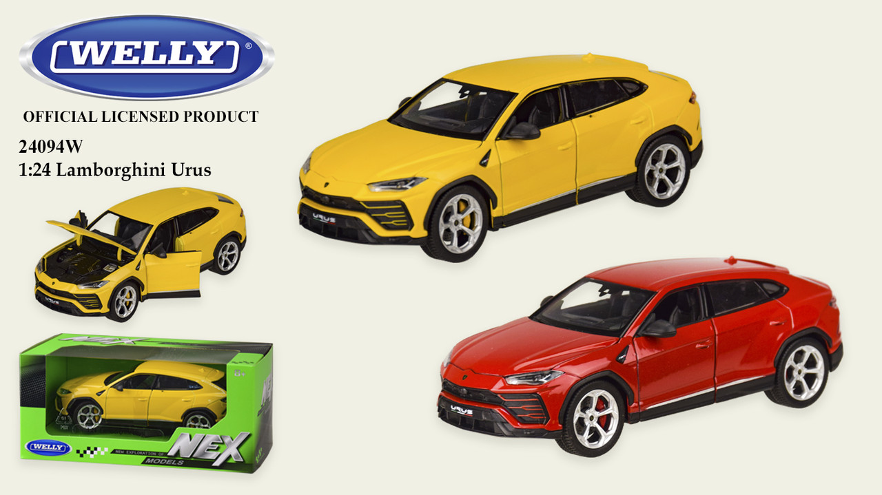 

Машина метал 24094W (24шт/4) "WELLY"1:24 LAMBORGHINI URUS,откр.двери,капот,2 цвета,в кор.23*11*10 см