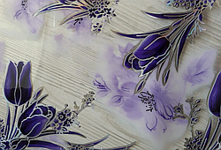 Силіконова скатертину з малюнком на стіл М'яке скло Soft Glass (Товщина 1.5 мм) Фіолетові тюльпани