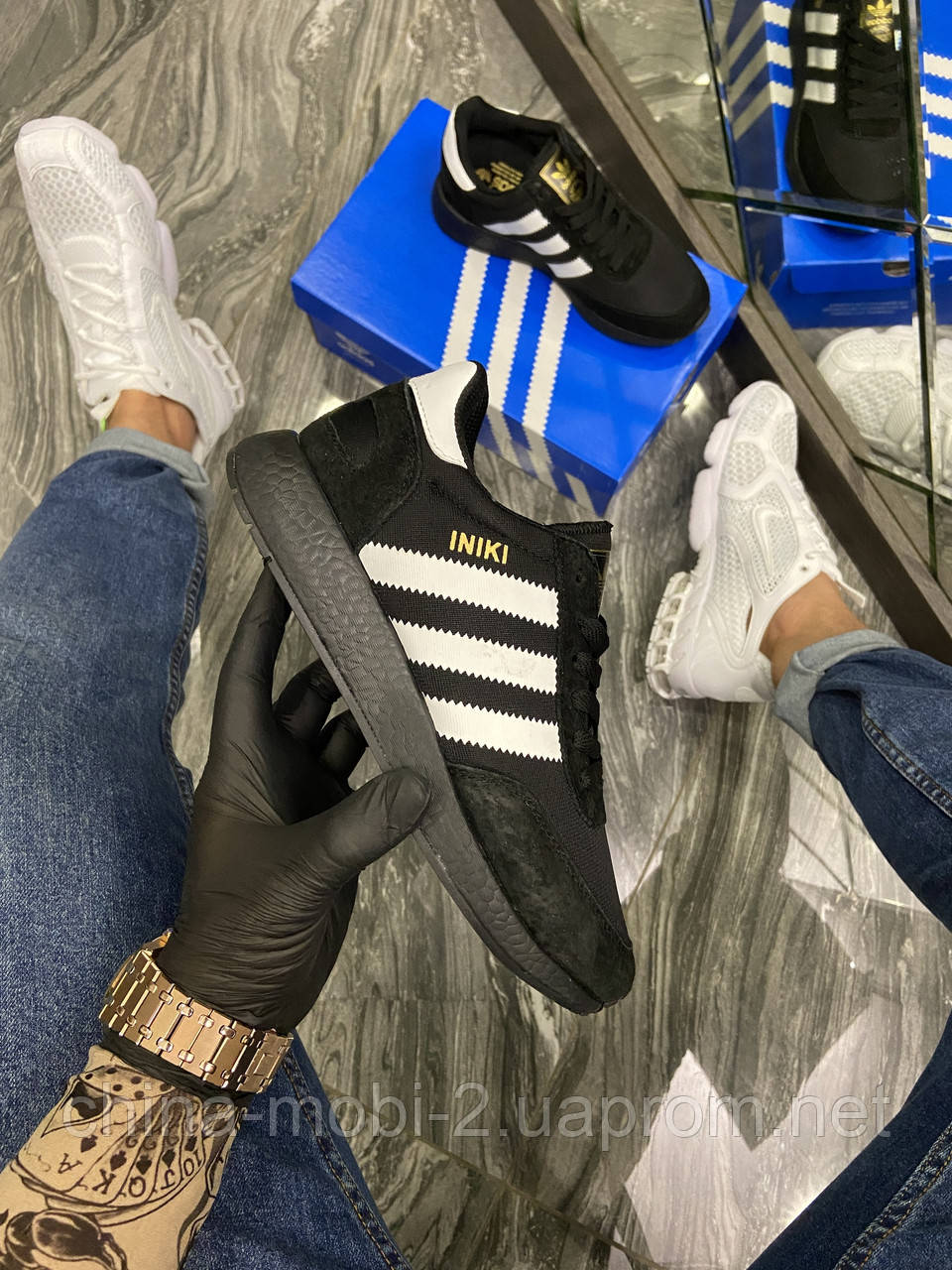 

Adidas Iniki Black White (Черный), Чёрный