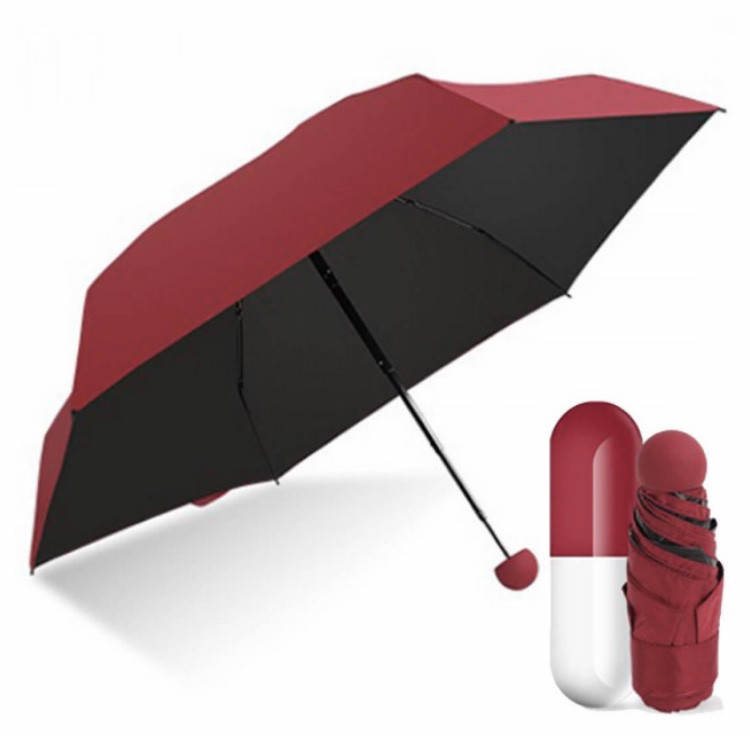 

Мини - зонт карманный в капсуле Capsule Umbrella Burgundy, Бордовый