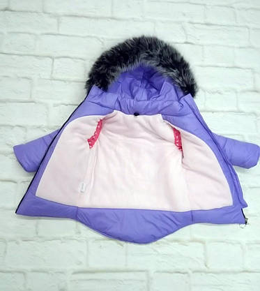 Зимовий дитячий роздільний комбінезон для дівчинки, напівкомбінезон і куртка 90-112 см, фото 2