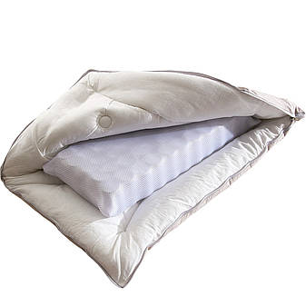 Ортопедическая подушка для сна с пружинным блоком 50х70 чехол 100% хлопок Крем Homeline, фото 2
