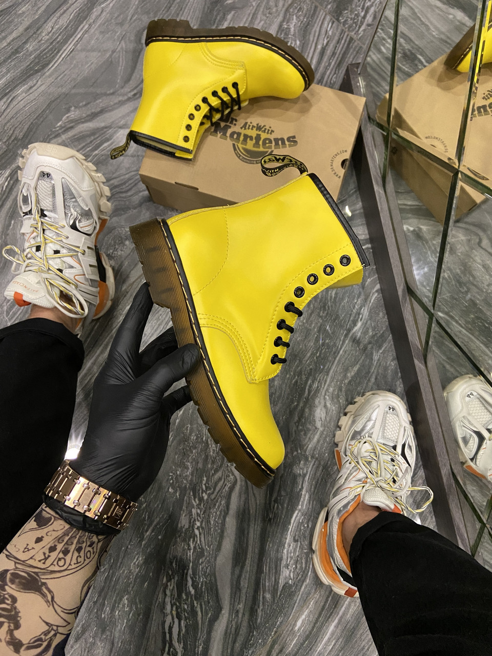 

Dr Martens 1460 Yellow (Термо) (Жёлтый) Ботинки Женские Доктор Мартинс Демисезон 37