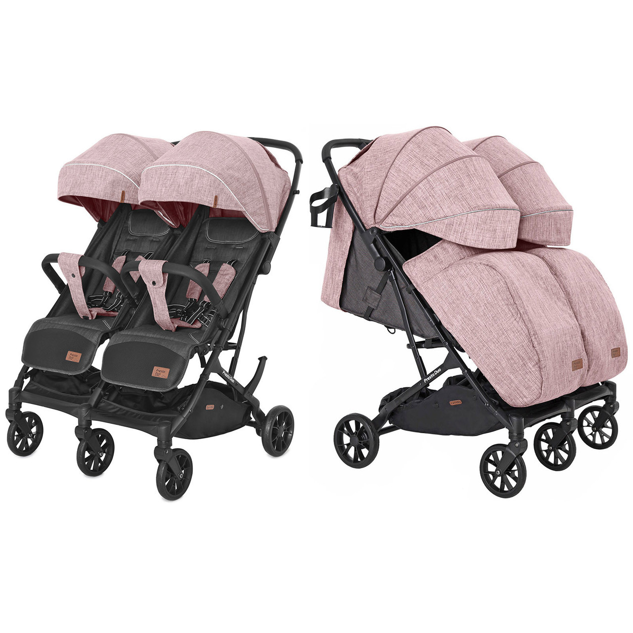 

Прогулочная коляска для двойни CARRELLO Presto Duo CRL-5506 Cherry Pink +дождевик, Розовый