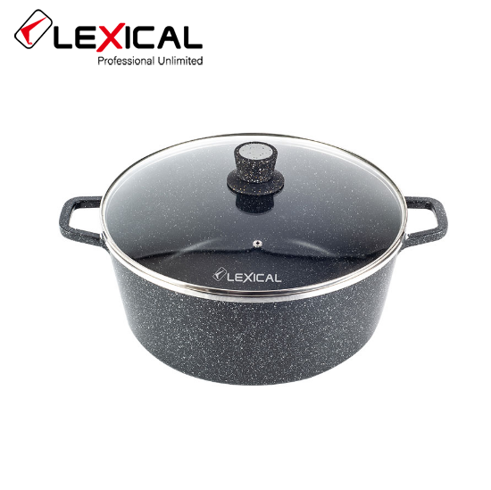

Кастрюля с крышкой LEXICAL LM-010214-1 LORD Marble Casserole с мраморным антипригарным покрытием 40см, Black, Черный