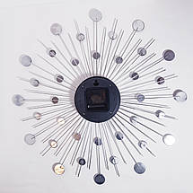 Настенные часы (50 см) бесшумные большие с стразами камнями "Солнце3 Сереб-Черн" [Металл] Najlepsi Cas (Чехия), фото 3