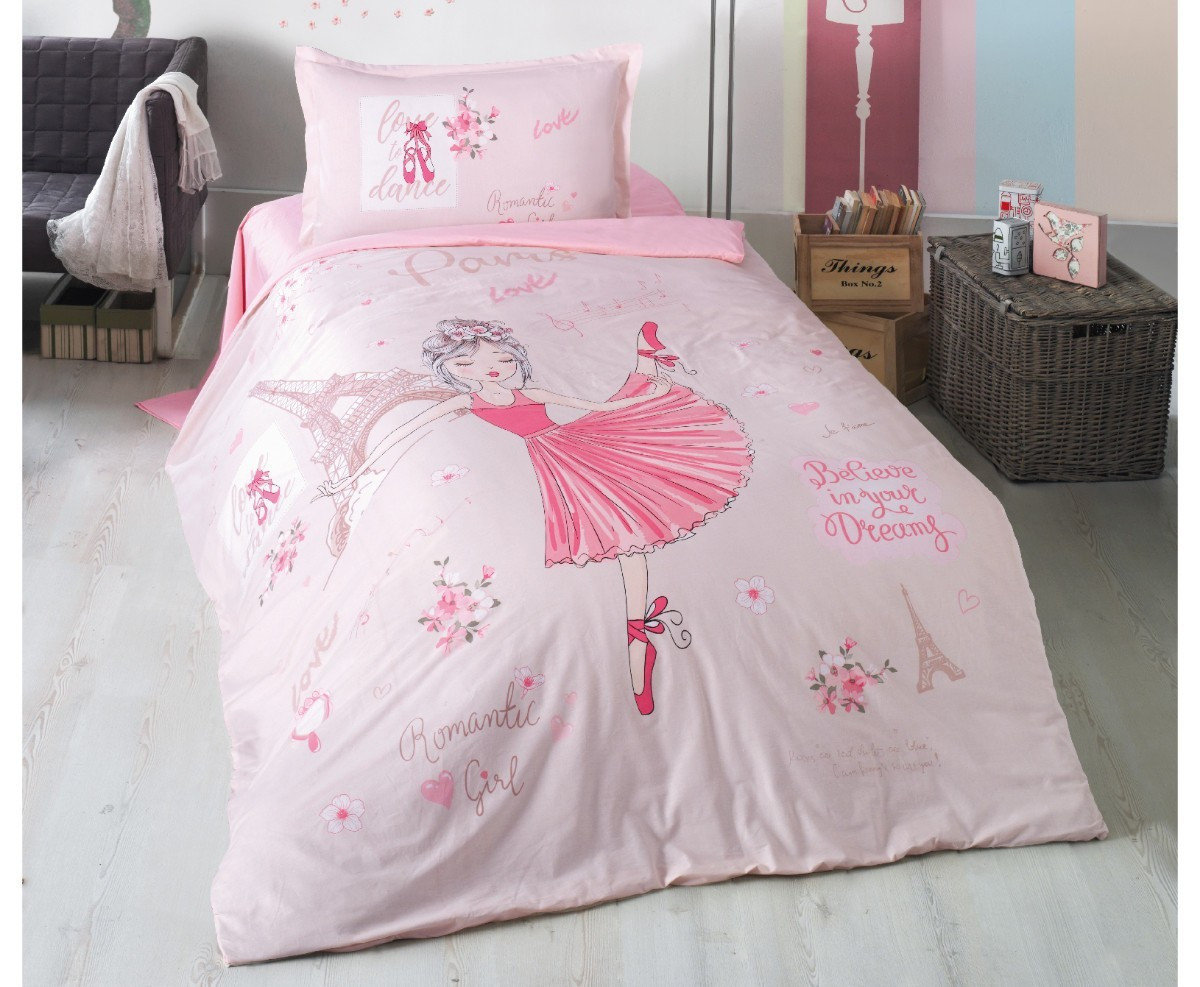 

Подростковое постельное белье из турецкой ткани ранфорс Aran Clasy Romantic Girl 160x220 SKL53-239717, Розовый