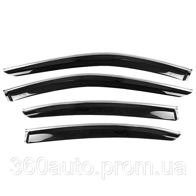 

Дефлекторы окон Mercedes S-class W221 2005-2013 Short | Ветровики хром с молдингом MB53-M