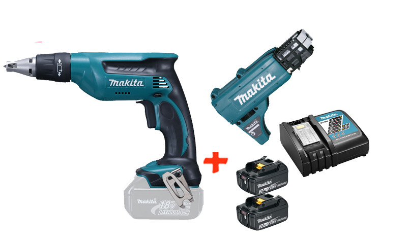 

Аккумуляторный шуруповерт Makita DFS451Z+магазин подачи шурупов+1 аккумулятор и быстрозарядное ЗУ (DFS451RFX)