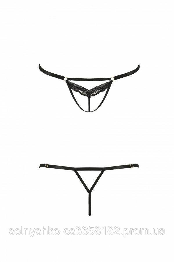 

Откровенные трусики-стрепы с кружевом SOLON THONG black S/M - Passion Exclusive