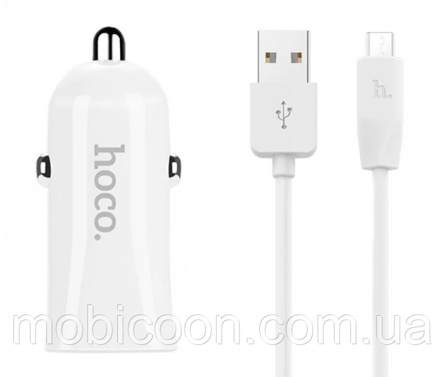 

Зарядное устройство автомобильное Hoco Z12 Usb Cable Micro Usb 2.4A Азу 2Usb, Белый