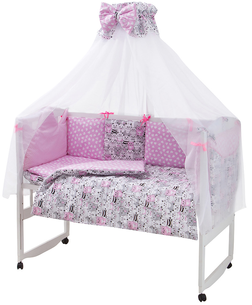 

Детская постель Babyroom Classic Bortiki-01 (8 элементов) розовый (коты