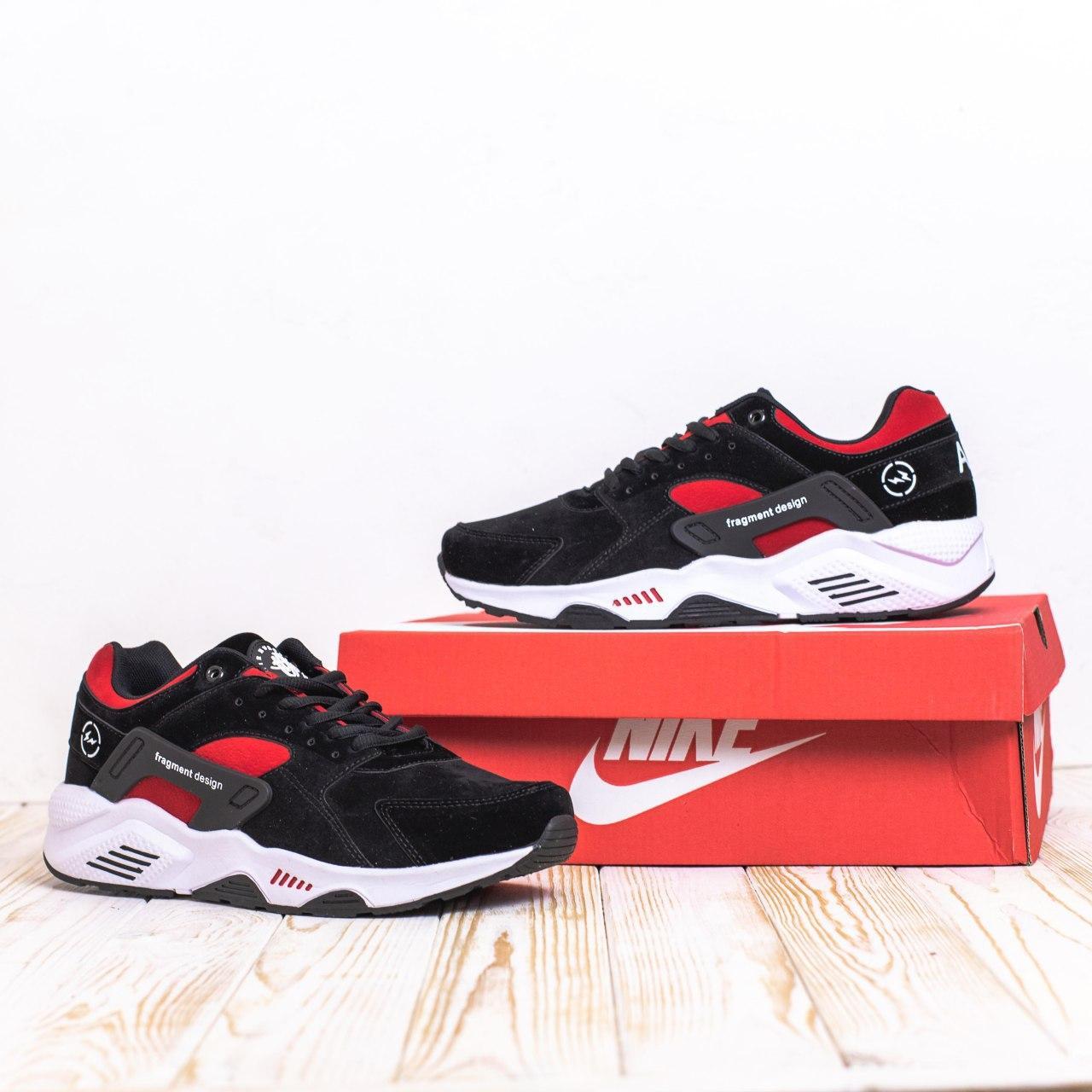 

Мужские кроссовки Nike Air Huarache Black Red White / Найк Аир Хуарачи Черные Красные Белые 45