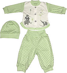 Дитячий костюм ріст 56 0-2 міс трикотаж інтерлок салатовий на хлопчика дівчинку комплект для новонароджених