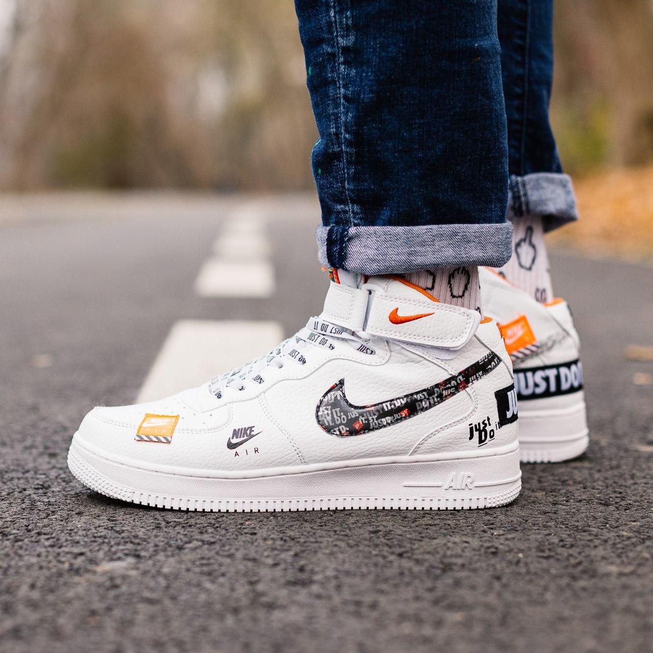 

Мужские кроссовки Nike Air Force 1 Just Do It White / Найк Аир Форс 1 Джаст Ду Ит Белые 45, Белый