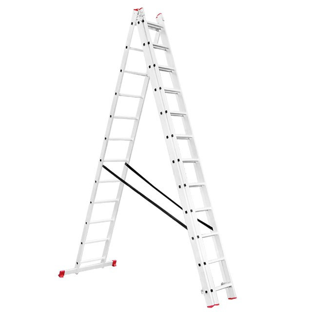 Лестница алюминиевая 3-х секционная универсальная раскладная 3x12 ступ