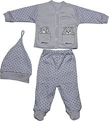 Дитячий костюм ріст 56 0-2 міс трикотаж інтерлок блакитний костюмчик на хлопчика комплект для новонароджених
