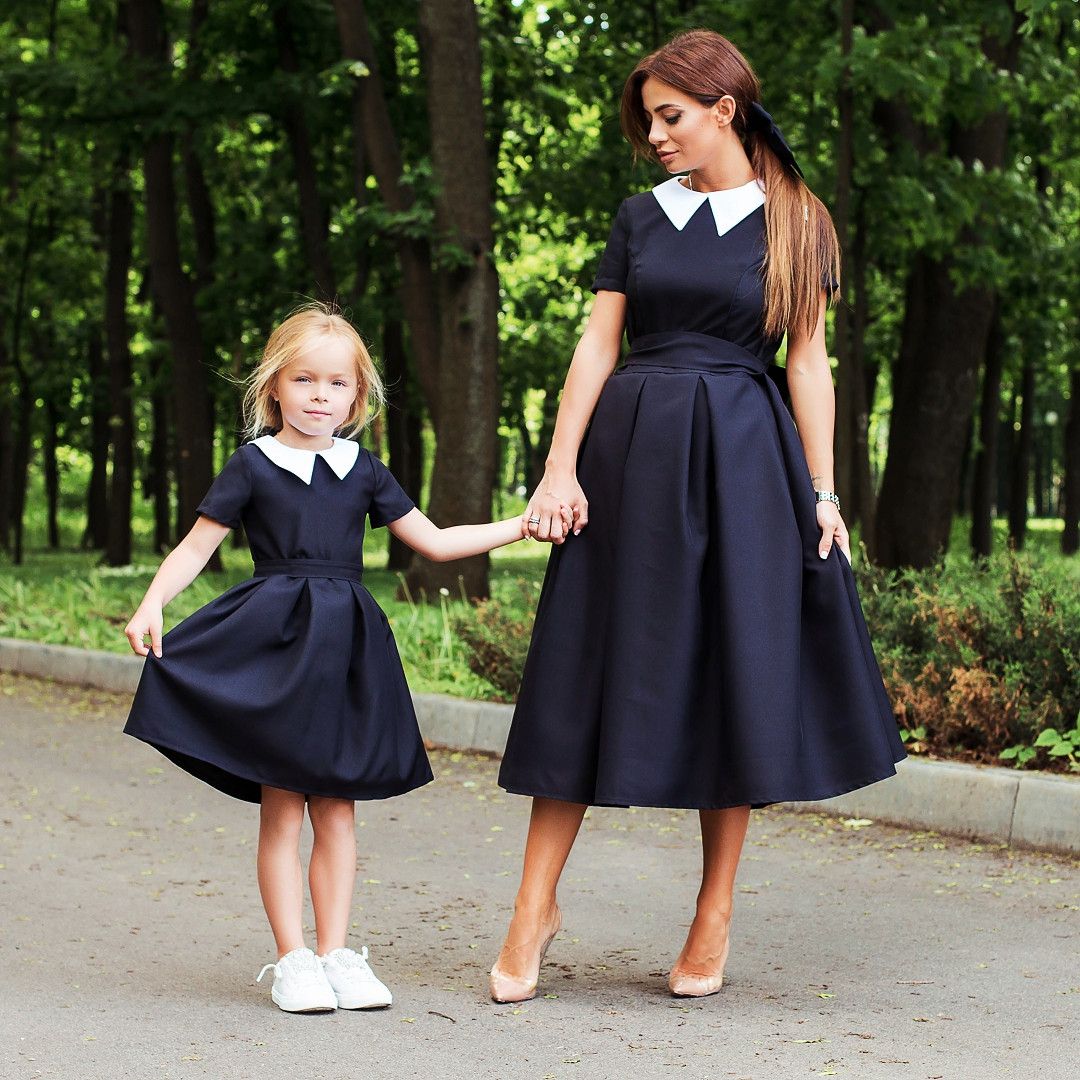 

Стильное детское платье Family look 11299, Черный (белый воротник;габардин)