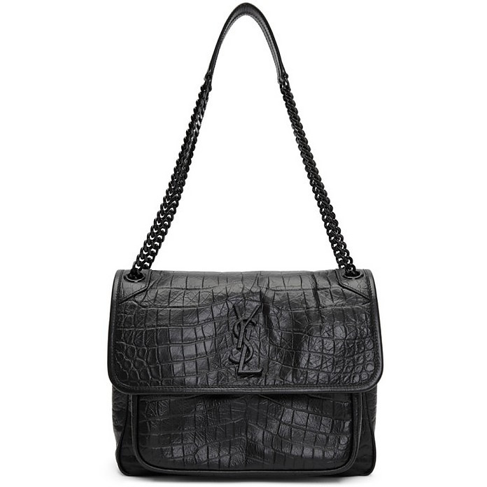 

Сумка Yves Saint Laurent Croc Niki Bag люкс копия Бордовая, Черный