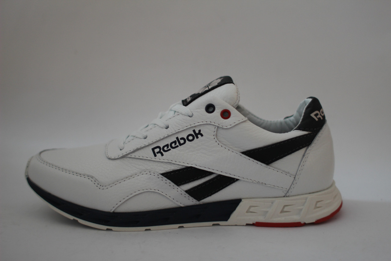 

Мужские кожаные кроссовки Reebok (премиум реплика) 40-45 р-р. белые на шнурках 45