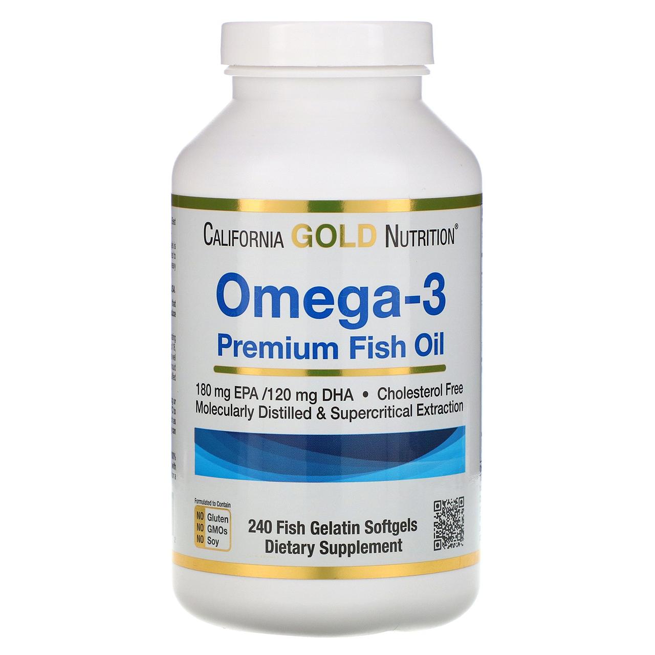 

ОРИГИНАЛ!California Gold Nutrition Омега-3 Рыбий жир премиум-класса 240 капсул производства США