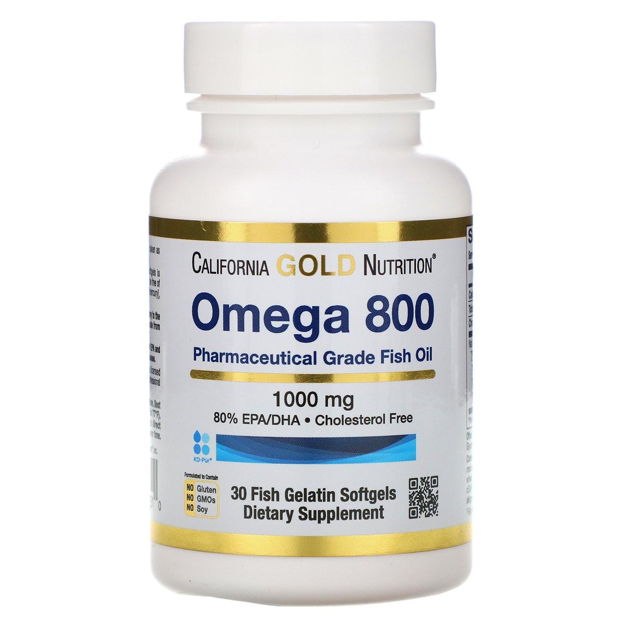 

ОРИГИНАЛ!California Gold Nutrition Омега 800 рыбий жир,Omega 800,1000 мг, 30 капсул производства США