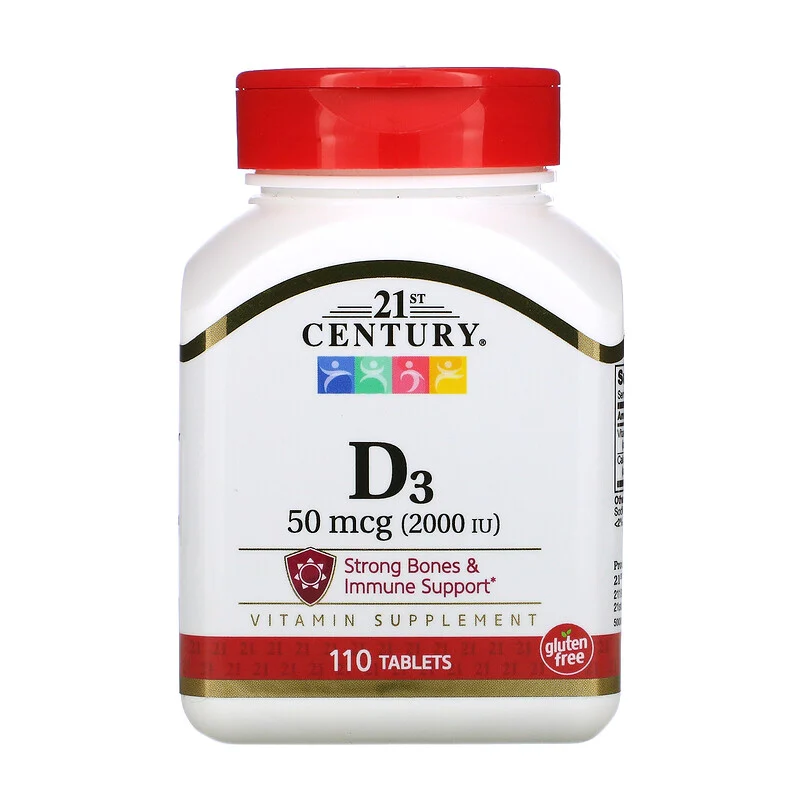 Vitamin D3 50 мкг 2000 IU 21st Century 110 таблеток