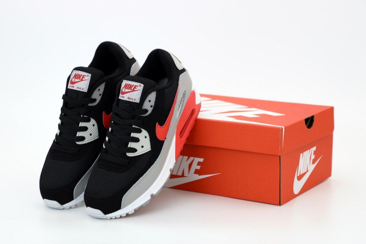 

Мужские кроссовки Nike Air Max 90 Black Grey Red / Найк Аир Макс 90 Черные Серые Красные, Разные цвета