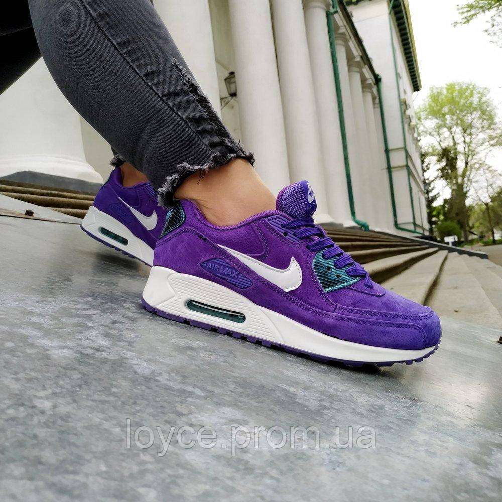 

Кроссовки женские фиолетовые замшевые весна осень Nike Air Max 90 Purple, Фиолетовый