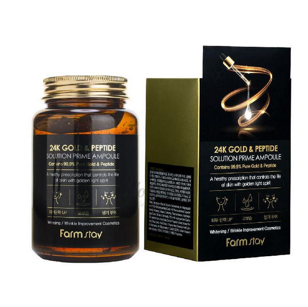 

Многофункциональная ампульная сыворотка с золотом и пептидами FarmStay 24K Gold & Peptide Solution Prime Ampou