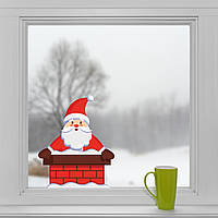 Новогодняя наклейка Санта в дымоходе (декор дед мороз декор стен окон новый год) глянцевая 500х600 мм