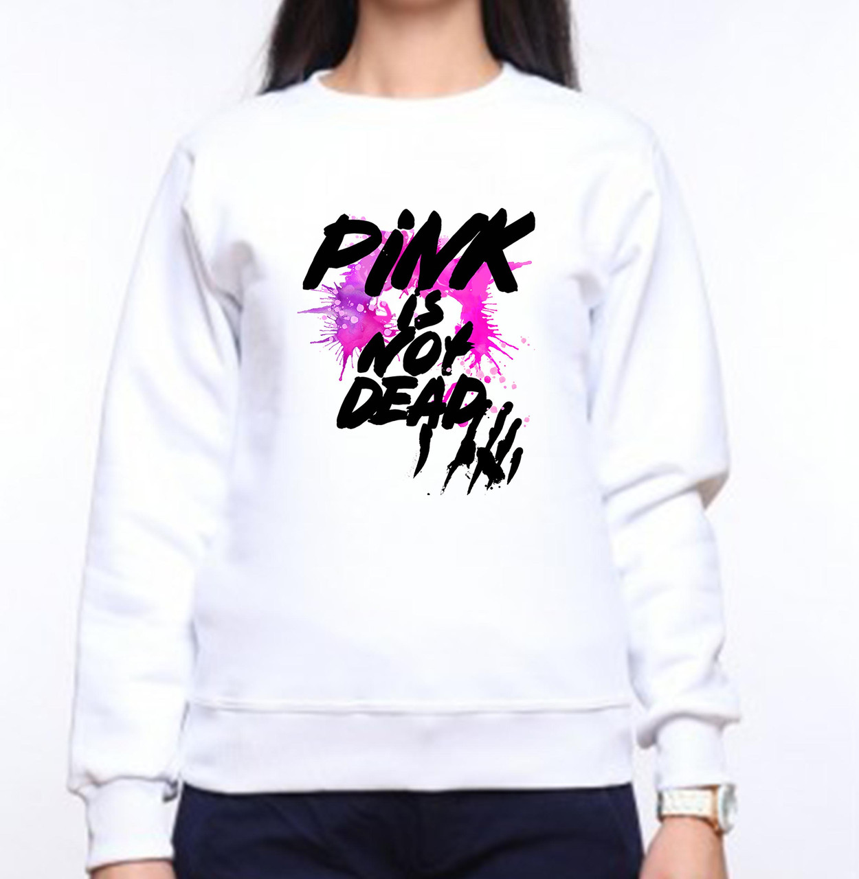 

Женский свитшот с принтом "Pink is not dead" (черный) Push IT XS, Белый XL