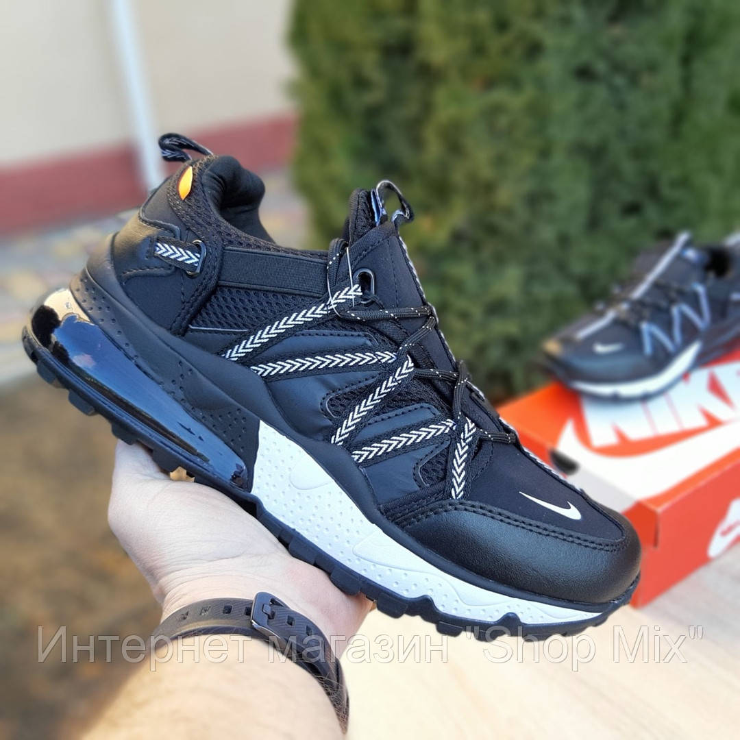 

Кроссовки мужские Nike Air Max 270 Bowfin в стиле Найк Аер Макс, натуральная кожа код OD-1966. Черные с белым 43, Черный