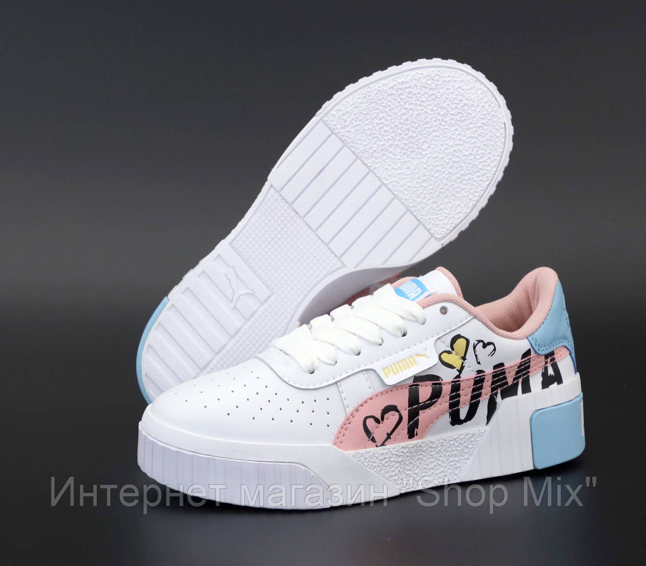 

Кроссовки женские Puma Cali в стиле Пума Кели, натуральная кожа, код KD-12231. Белые 40, Белый